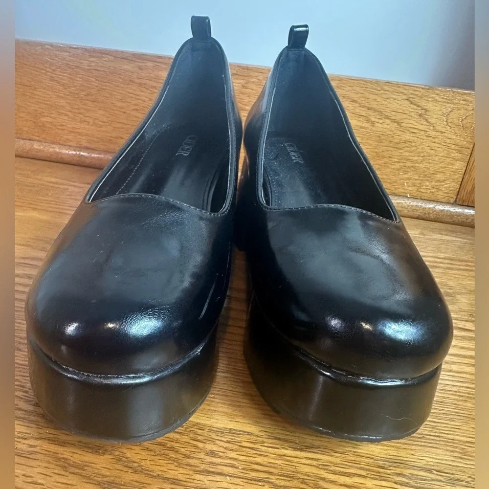Cider Y2k Platform Chunky Block‎ Heel Black Patent Womens 9.5 Punk Goth